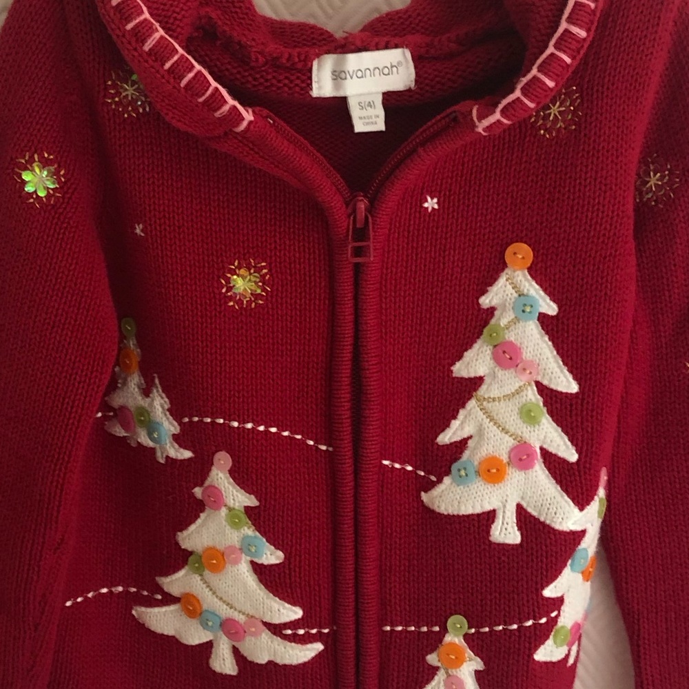 Girls Christmas red sweater size 4